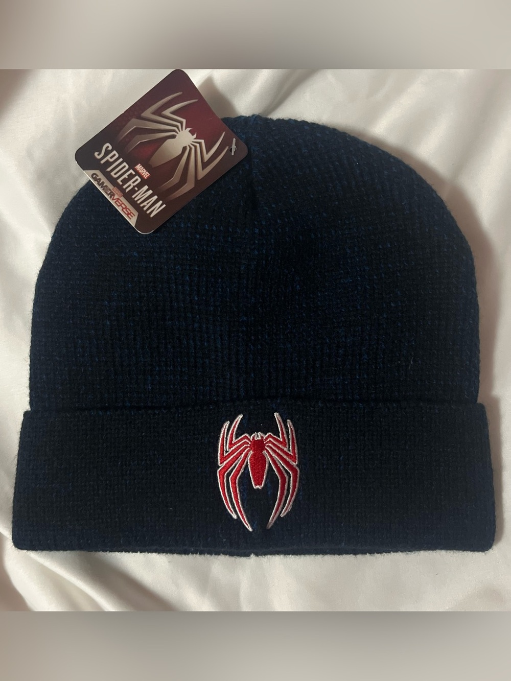 Marvel Spider-Man Black & Blue Beanie with Spider Logo NWT